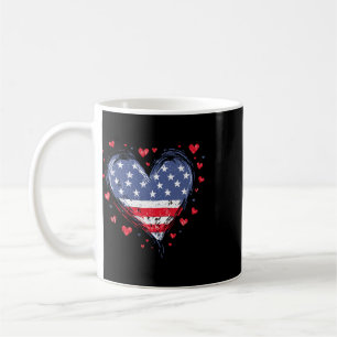 Caneca De Café Coração Patriótico Feminino da Bandeira Americana 