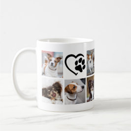 Caneca De Café Coração Pawprint Collage de 10 Cachorros Simples