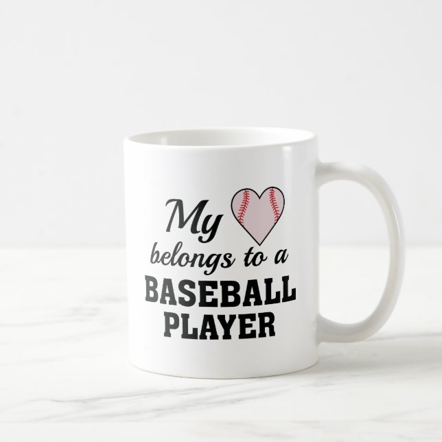 Caneca De Café Coração Pertence Baseball (Direita)