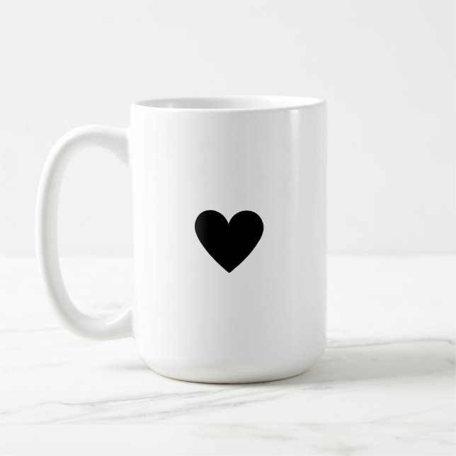 Caneca De Café Coração Preto Simples Personalizado (Esquerda)