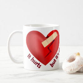 Caneca De Café Coração quebrado curado com correção e citação de 
