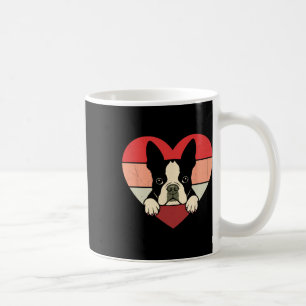 Caneca De Café Coração Retro Boston Terrier Cachorro Vintage Dia
