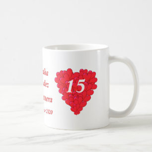 Caneca De Café Coração romântico personalizado Quinceanera