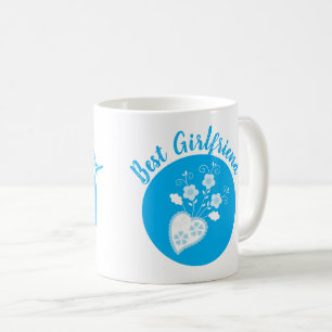 Caneca De Café Coração romântico português azul
