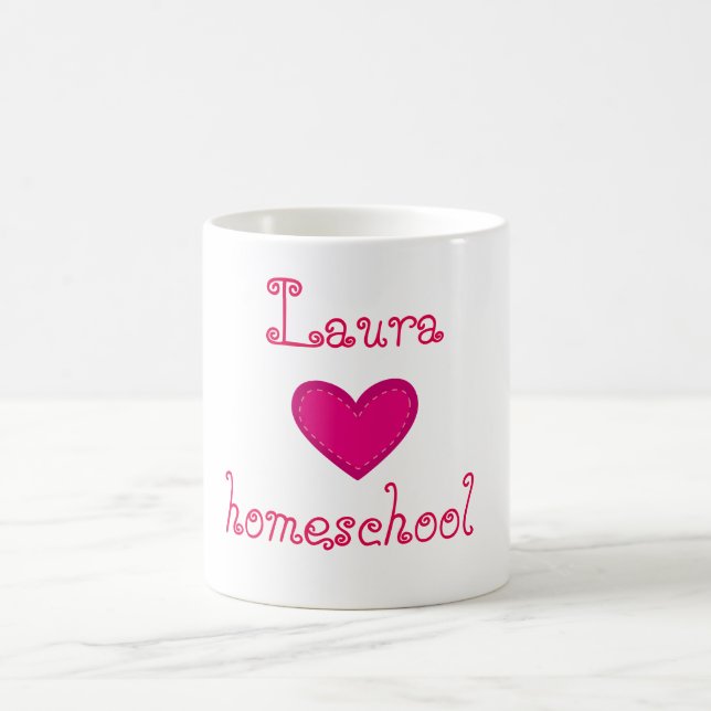 Caneca De Café Coração rosa ama a escola (Centro)