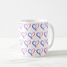 Caneca De Café Coração Rosa e Azul