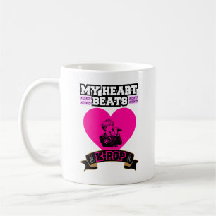 Caneca De Café Coração Rosa Ídolo Cantando Design de Amor com Mús