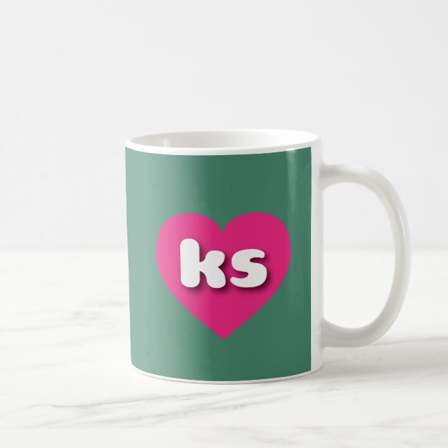 Caneca De Café Coração rosa quente do Kansas - Eu amo caras (Direita)