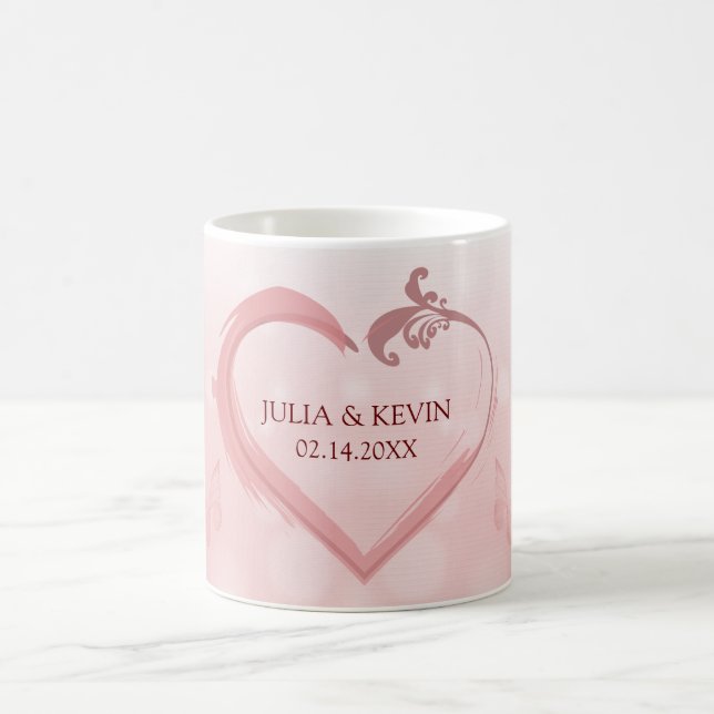 Caneca De Café Coração Rosa Salmão (Centro)