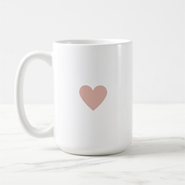 Caneca De Café Coração Rosa Simples Personalizado (Esquerda)