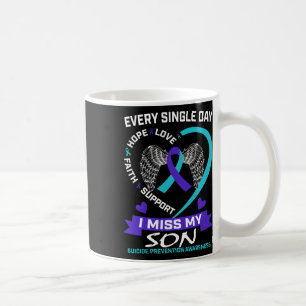 Caneca De Café Coração Roxo De Teal I Miss My Son Suicida Sensibe