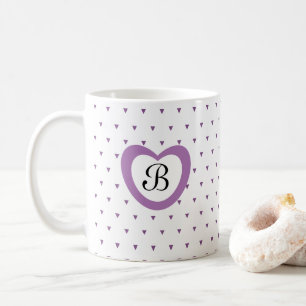 Caneca De Café Coração Roxo e Triângulo Corpo, Confetti Inicial