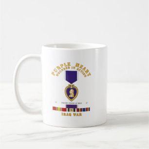 Caneca De Café Coração Roxo - WIA w IRAQ SVC w Roxo
