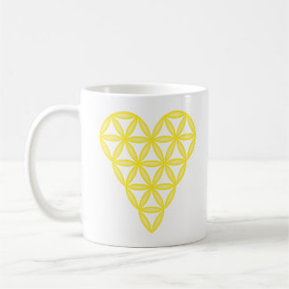 Caneca De Café Coração Sagrado - Coração da vida, 3D/Amarelo.