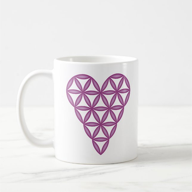 Caneca De Café Coração Sagrado - Coração da vida, 3D/Roxo. (Esquerda)