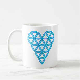 Caneca De Café Coração Sagrado - Coração da vida, 3D/SkyBlue.