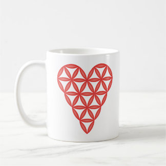 Caneca De Café Coração Sagrado - Coração da vida, 3D/Vermelho.