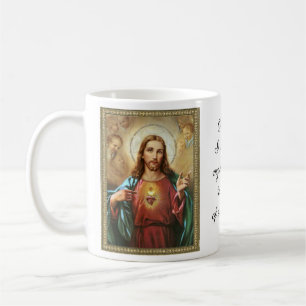 Caneca De Café Coração Sagrado de Jesus Renderizar Oração