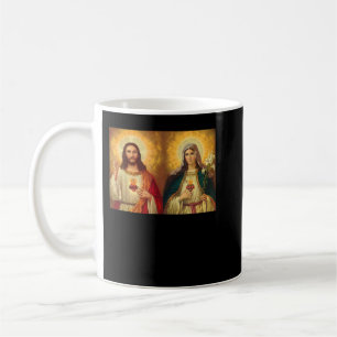 Caneca De Café Coração Sagrado e Imaculado Imaginário Jesus e