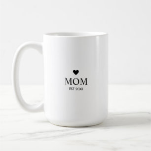 Caneca De Café Coração Simples Ano de Fundação Mãe