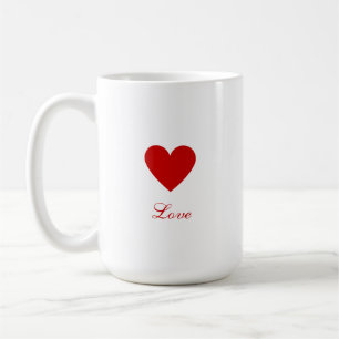 Caneca De Café Coração Simples Vermelho do Amor Personalizado