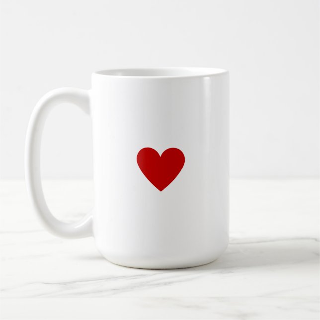 Caneca De Café Coração Simples Vermelho Personalizado (Esquerda)