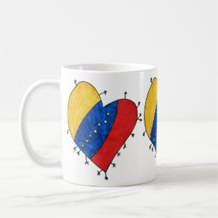Caneca De Café Coração venezuelano amarelo, azul e vermelho
