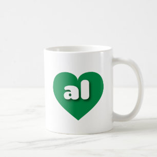 Caneca De Café Coração verde do Alabama - Eu amo al