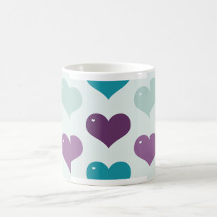 Caneca De Café Coração verde-roxo azul Mug