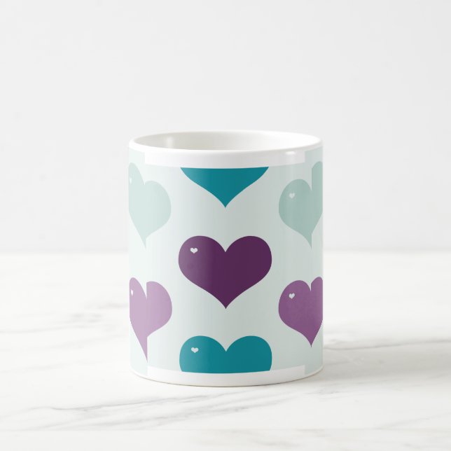 Caneca De Café Coração verde-roxo azul Mug (Centro)