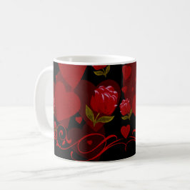 Caneca De Café Coração vermelha, rosas vermelhas para Dia de os n