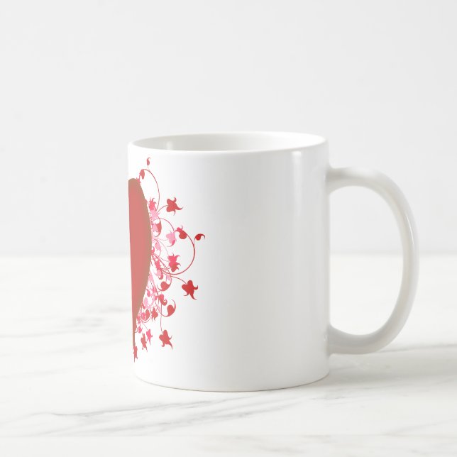Caneca De Café Coração Vermelho brilhante (Direita)