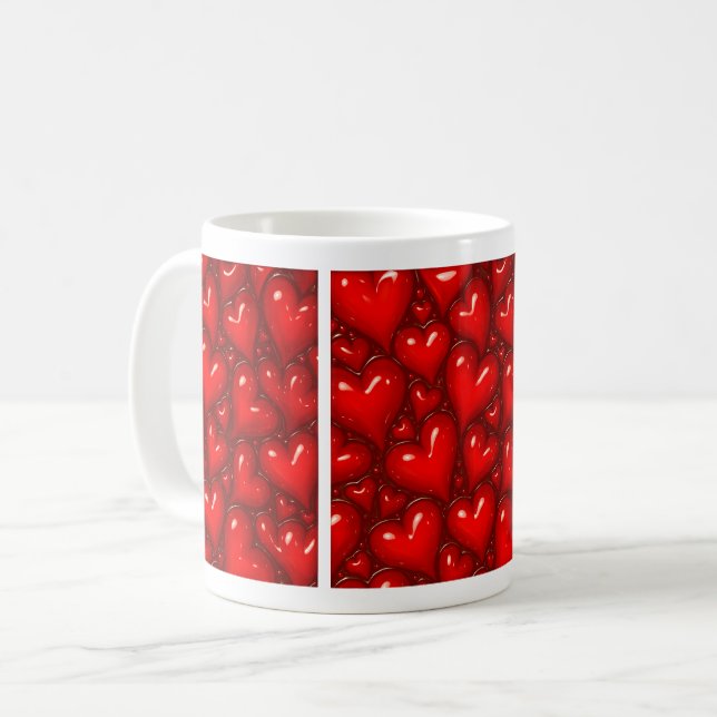 Caneca De Café Coração Vermelho brilhante (Frente Esquerda)