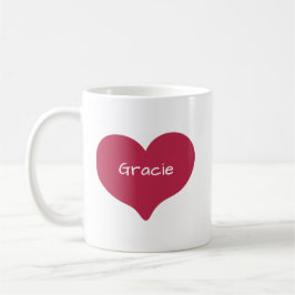 Caneca De Café Coração Vermelho com Amor Rabiscado com Nome ou Te
