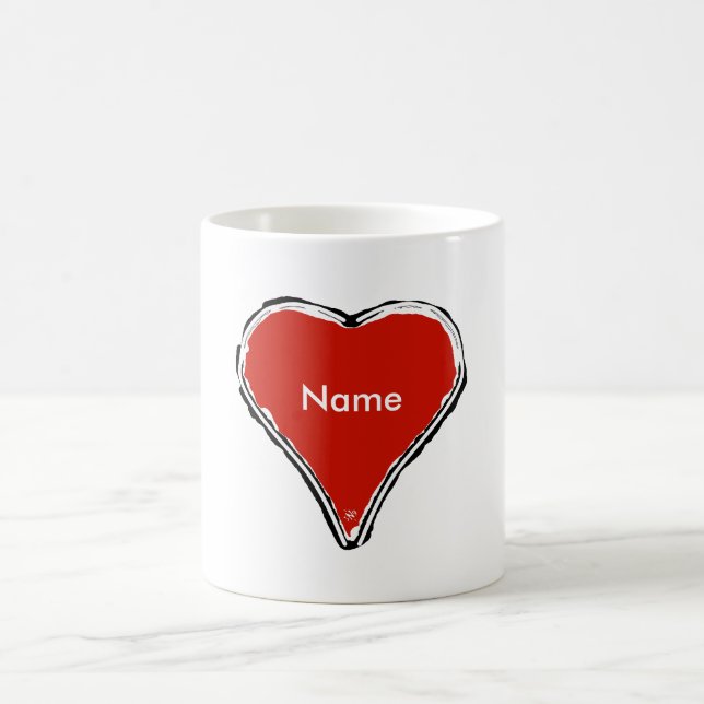 Caneca De Café Coração Vermelho esperando um nome (Centro)