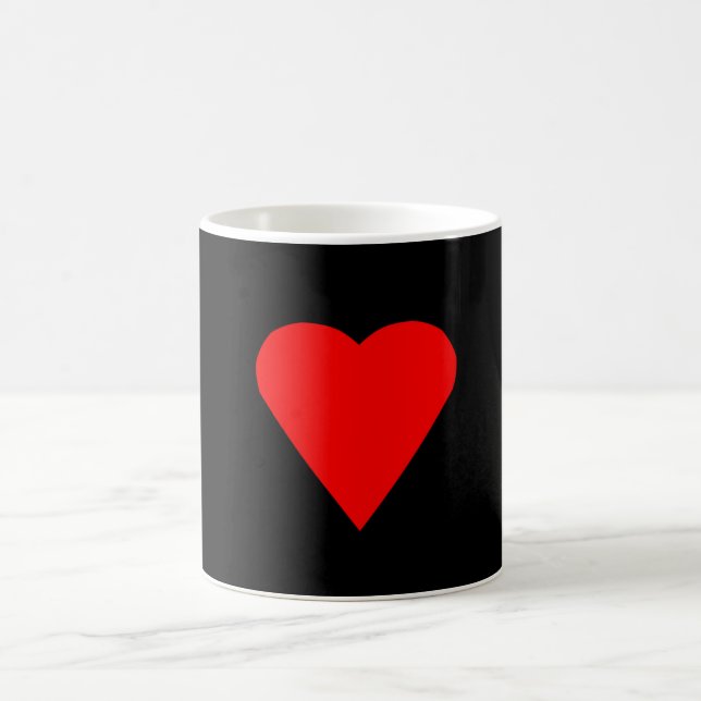 Caneca De Café Coração Vermelho Grande em Pano de Café Negro (Centro)