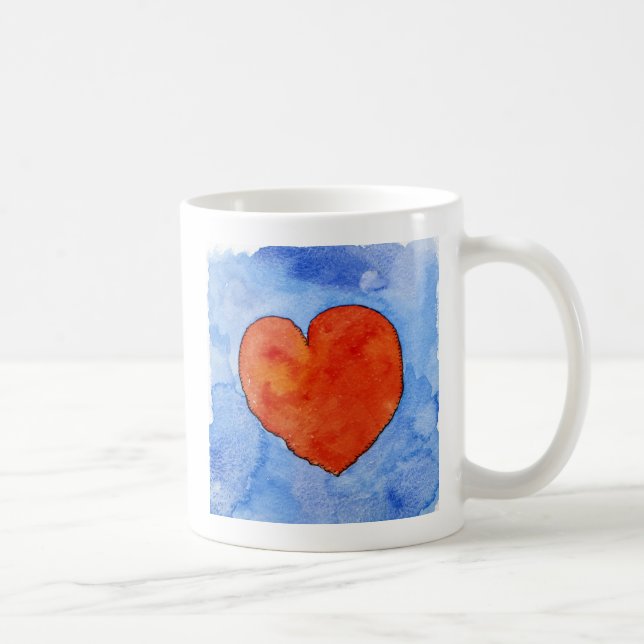 Caneca De Café Coração vermelho no azul 2011 (Direita)