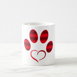 Caneca De Café Coração Vermelho Pata