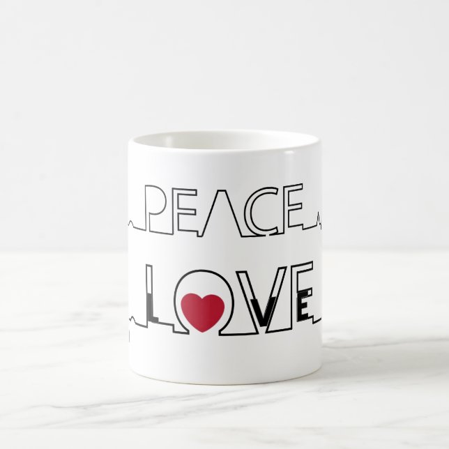 Caneca de Café Coração Vermelho Paz e Amor (Centro)