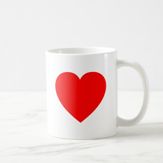 Caneca De Café Coração Vermelho Simples (Direita)