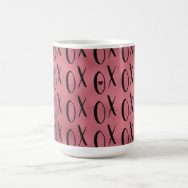 Caneca De Café Coração XOXO Preto Vermelho