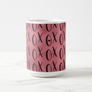 Caneca De Café Coração XOXO Preto Vermelho