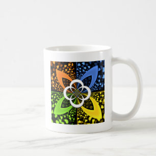 Caneca De Café Corações amarelo azul iridescentes