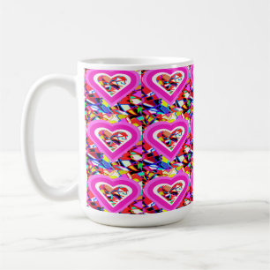 Caneca De Café Corações amorosos brilhantes em um padrão de mosai