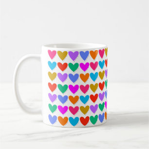 Caneca De Café Corações Arco-Íris