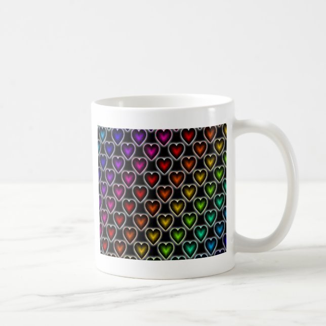Caneca De Café Corações Arco-Íris (Direita)