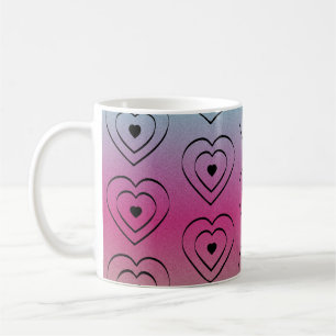 Caneca De Café Corações Arco-íris Orgulho Preto Coração