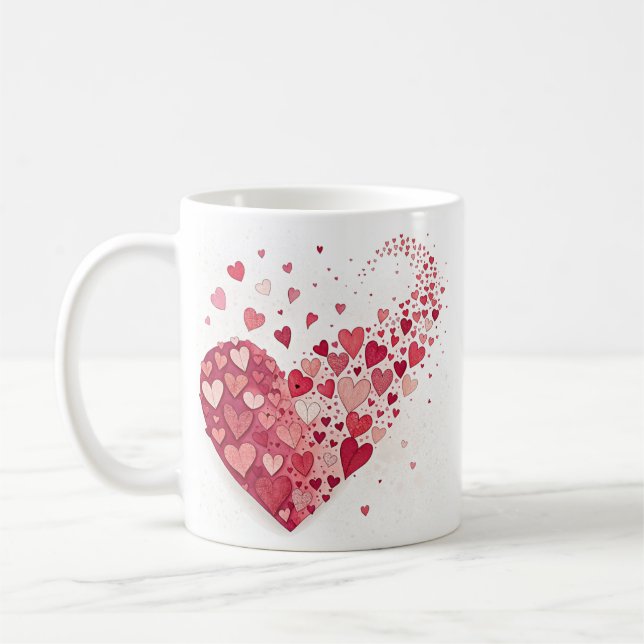 Caneca De Café Corações Bonitos Design Mug - Presente Adorável pa (Esquerda)