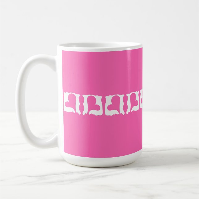 Caneca De Café Corações Brancos e Rosa Bublegum (Esquerda)