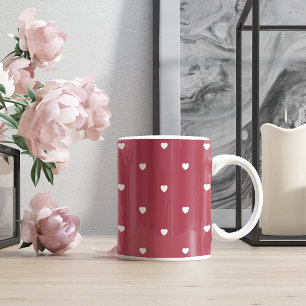 Caneca De Café Corações Burgundy do Dia dos Namorados Fofos